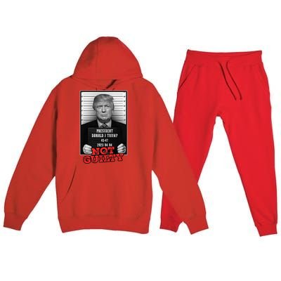 Funny Donald Trump Not Guilty Mug Shot Free Trump 2024 Premium Hooded Sweatsuit Set