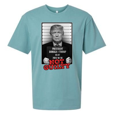 Funny Donald Trump Not Guilty Mug Shot Free Trump 2024 Sueded Cloud Jersey T-Shirt