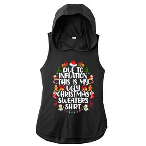 Funny Due To Inflation Ugly Christmas Sweaters Ladies PosiCharge Tri-Blend Wicking Draft Hoodie Tank