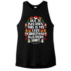 Funny Due To Inflation Ugly Christmas Sweaters Ladies PosiCharge Tri-Blend Wicking Tank