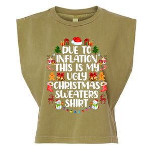 Funny Due To Inflation Ugly Christmas Sweaters Garment-Dyed Women's Muscle Tee