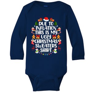 Funny Due To Inflation Ugly Christmas Sweaters Baby Long Sleeve Bodysuit