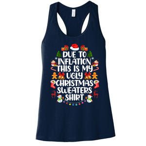 Funny Due To Inflation Ugly Christmas Sweaters Women's Racerback Tank