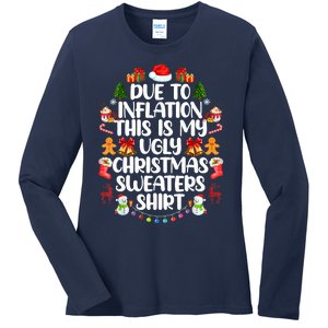 Funny Due To Inflation Ugly Christmas Sweaters Ladies Long Sleeve Shirt