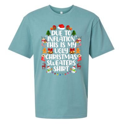 Funny Due To Inflation Ugly Christmas Sweaters Sueded Cloud Jersey T-Shirt