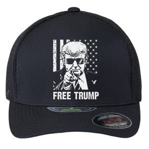 Free Donald Trump Republican Support Pro Trump American Flag Flexfit Unipanel Trucker Cap