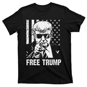 Free Donald Trump Republican Support Pro Trump American Flag T-Shirt