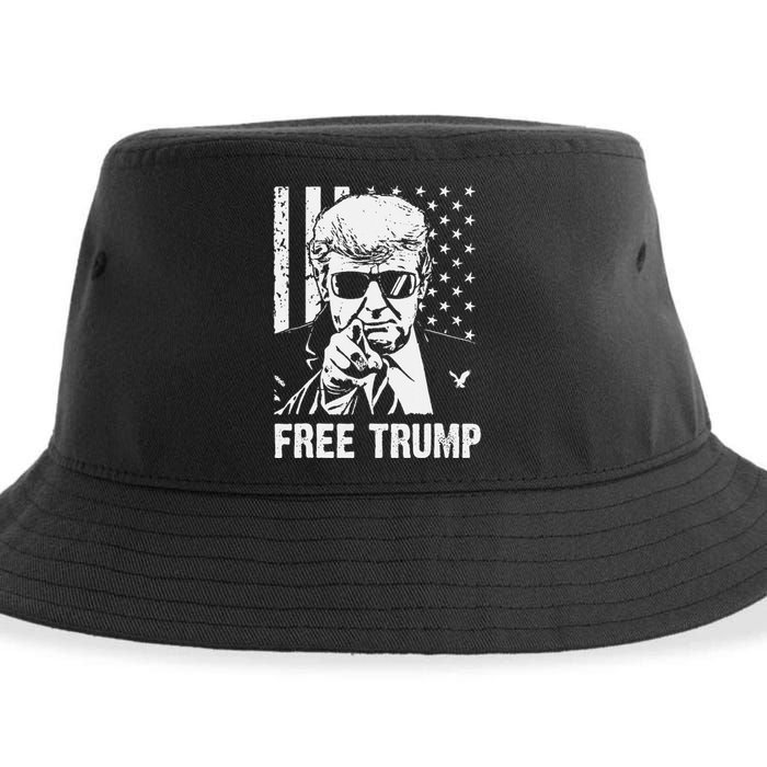 Free Donald Trump Republican Support Pro Trump American Flag Sustainable Bucket Hat