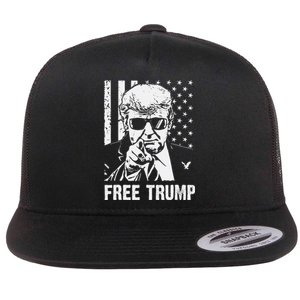 Free Donald Trump Republican Support Pro Trump American Flag Flat Bill Trucker Hat