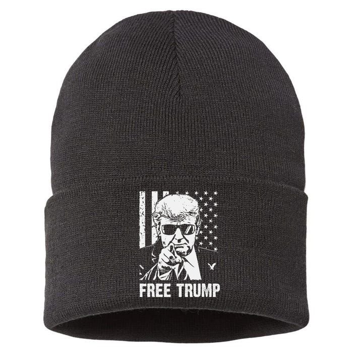 Free Donald Trump Republican Support Pro Trump American Flag Sustainable Knit Beanie