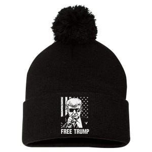 Free Donald Trump Republican Support Pro Trump American Flag Pom Pom 12in Knit Beanie