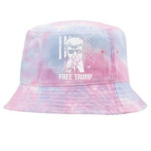 Free Donald Trump Republican Support Pro Trump American Flag Tie-Dyed Bucket Hat