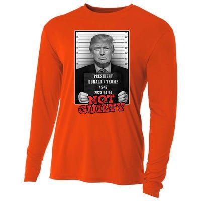 Funny Donald Trump Not Guilty Mug Shot, Free Trump 2024 Cooling Performance Long Sleeve Crew