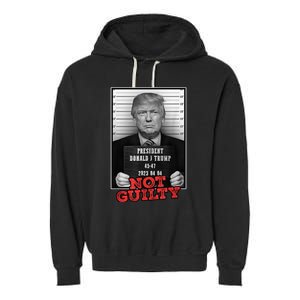 Funny Donald Trump Not Guilty Mug Shot, Free Trump 2024 Garment-Dyed Fleece Hoodie