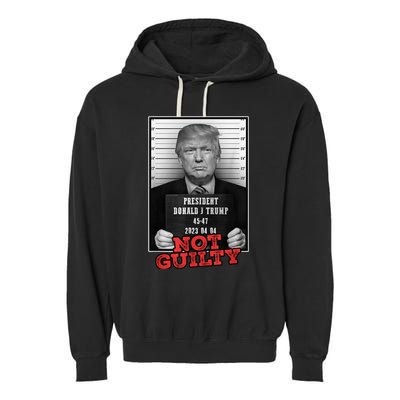 Funny Donald Trump Not Guilty Mug Shot, Free Trump 2024 Garment-Dyed Fleece Hoodie