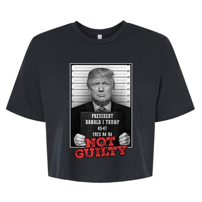 Funny Donald Trump Not Guilty Mug Shot, Free Trump 2024 Bella+Canvas Jersey Crop Tee