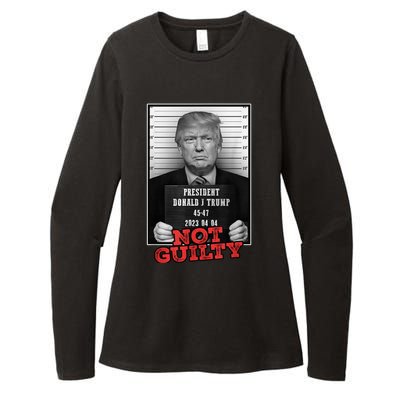 Funny Donald Trump Not Guilty Mug Shot, Free Trump 2024 Womens CVC Long Sleeve Shirt