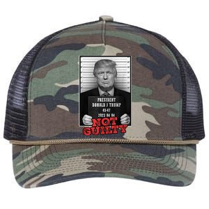 Funny Donald Trump Not Guilty Mug Shot, Free Trump 2024 Retro Rope Trucker Hat Cap