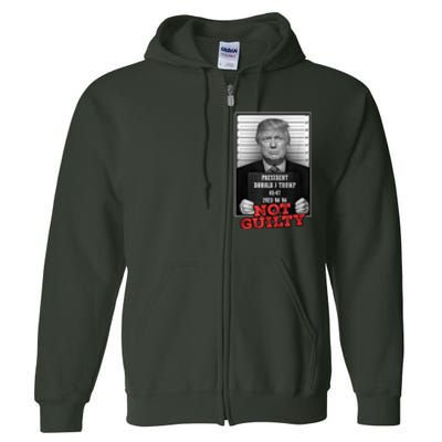 Funny Donald Trump Not Guilty Mug Shot, Free Trump 2024 Full Zip Hoodie