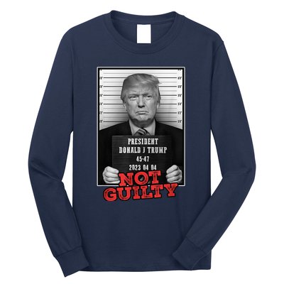 Funny Donald Trump Not Guilty Mug Shot, Free Trump 2024 Long Sleeve Shirt