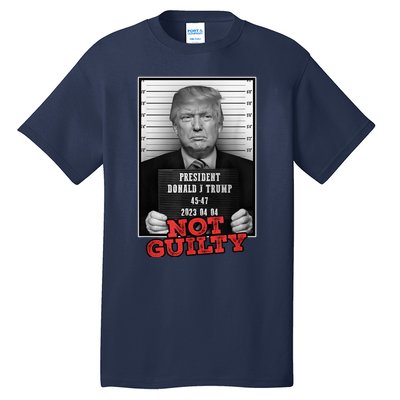 Funny Donald Trump Not Guilty Mug Shot, Free Trump 2024 Tall T-Shirt