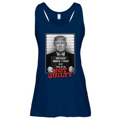 Funny Donald Trump Not Guilty Mug Shot, Free Trump 2024 Ladies Essential Flowy Tank