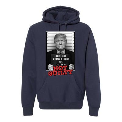 Funny Donald Trump Not Guilty Mug Shot, Free Trump 2024 Premium Hoodie