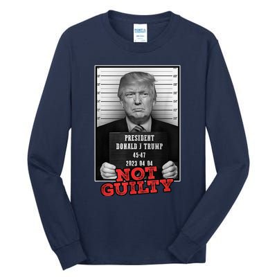 Funny Donald Trump Not Guilty Mug Shot, Free Trump 2024 Tall Long Sleeve T-Shirt