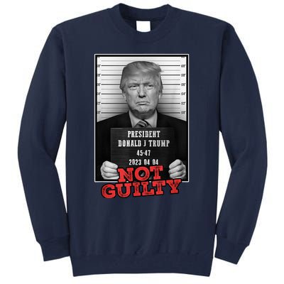 Funny Donald Trump Not Guilty Mug Shot, Free Trump 2024 Tall Sweatshirt