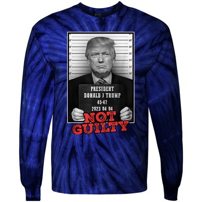 Funny Donald Trump Not Guilty Mug Shot, Free Trump 2024 Tie-Dye Long Sleeve Shirt