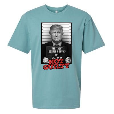 Funny Donald Trump Not Guilty Mug Shot, Free Trump 2024 Sueded Cloud Jersey T-Shirt