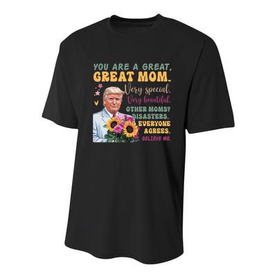 Funny Donald Trump Mothers Day Hold Flower Funny Quote Youth Performance Sprint T-Shirt
