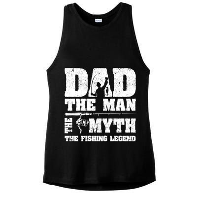 Funny Dad The Man The Myth The Fishing Legend Grunge Father's Day Gift Ladies PosiCharge Tri-Blend Wicking Tank