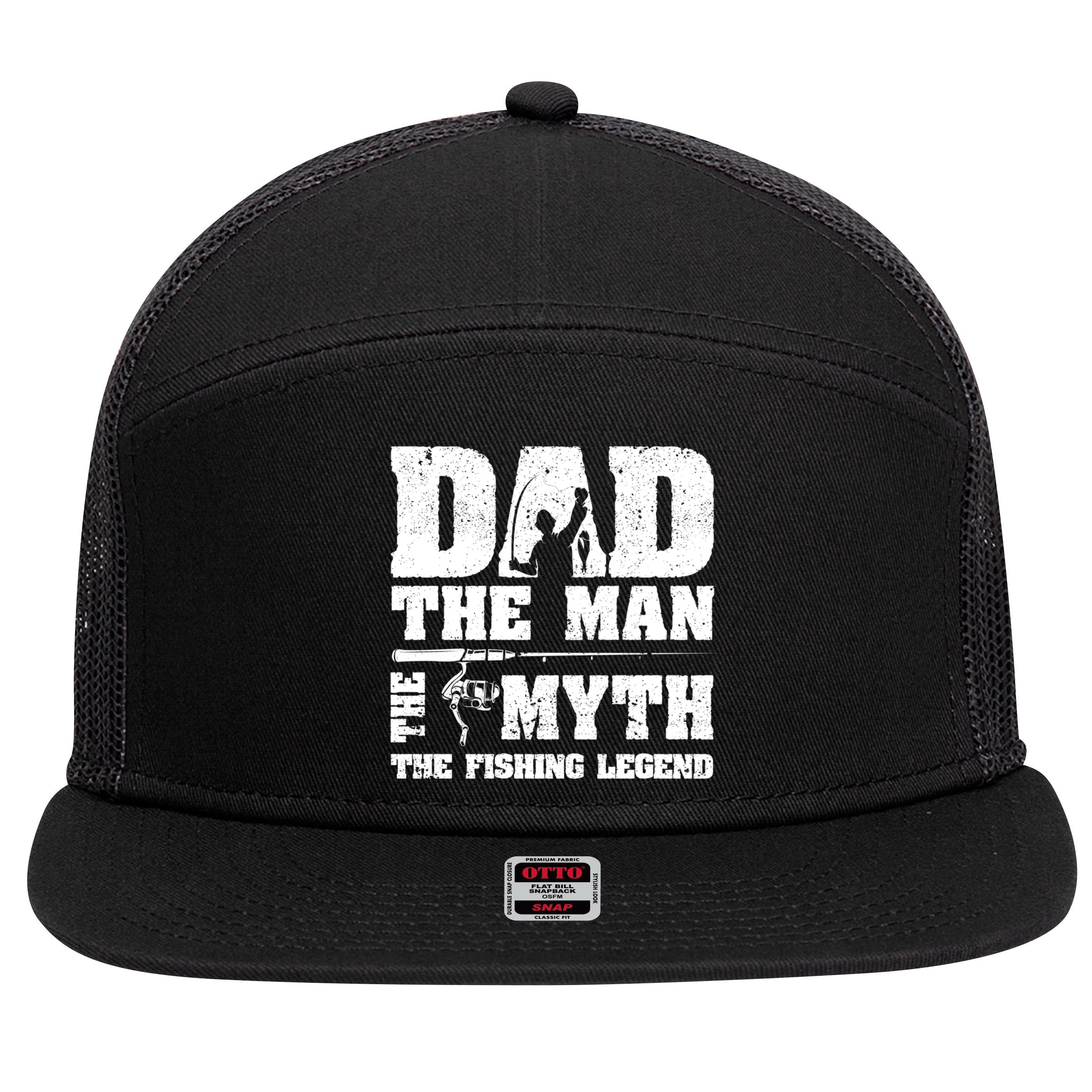 Funny Dad The Man The Myth The Fishing Legend Grunge Father's Day Gift 7 Panel Mesh Trucker Snapback Hat