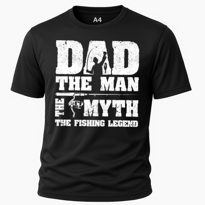 Funny Dad The Man The Myth The Fishing Legend Grunge Father's Day Gift Cooling Performance Crew T-Shirt