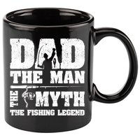 Funny Dad The Man The Myth The Fishing Legend Grunge Father's Day Gift 11oz C Handle Ceramic Mug