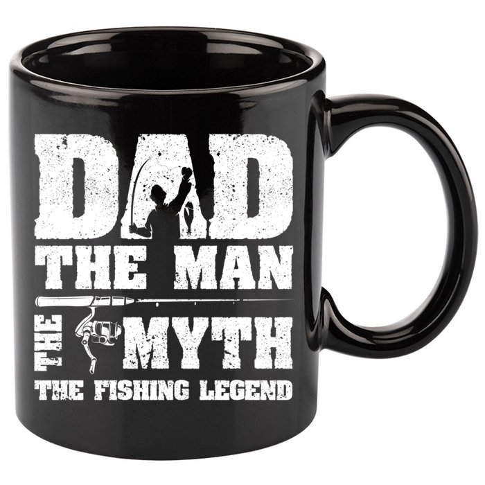 Funny Dad The Man The Myth The Fishing Legend Grunge Father's Day Gift 11oz C Handle Ceramic Mug