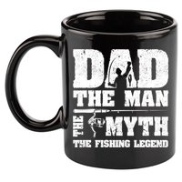 Funny Dad The Man The Myth The Fishing Legend Grunge Father's Day Gift 11oz C Handle Ceramic Mug