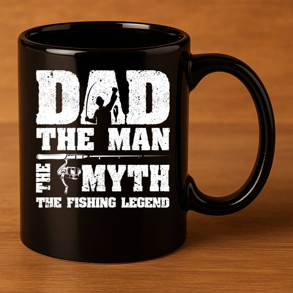 Funny Dad The Man The Myth The Fishing Legend Grunge Father's Day Gift 11oz C Handle Ceramic Mug