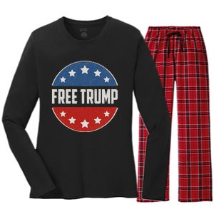 Free Donald Trump Republican Support Pro Trump Women's Long Sleeve Flannel Pajama Set 