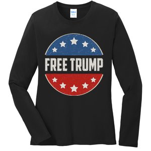 Free Donald Trump Republican Support Pro Trump Ladies Long Sleeve Shirt