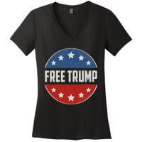 Free Donald Trump Republican Support Pro Trump Women's V-Neck T-Shirt