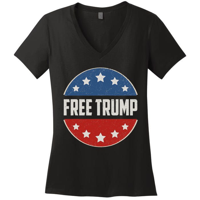 Free Donald Trump Republican Support Pro Trump Women's V-Neck T-Shirt