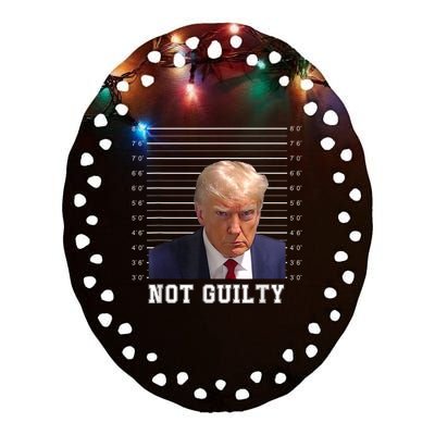 Free Donald Trump Mug Shot Republican President MAGA 2024 Ceramic Oval Ornament