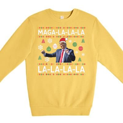 Funny Donald Trump Ugly Christmas Sweater. Maga La La La Premium Crewneck Sweatshirt