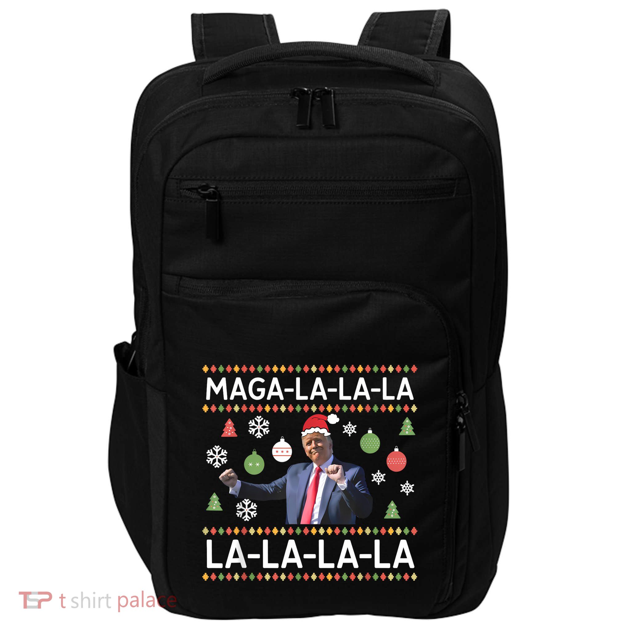 Funny Donald Trump Ugly Christmas Sweater. Maga La La La Impact Tech Backpack