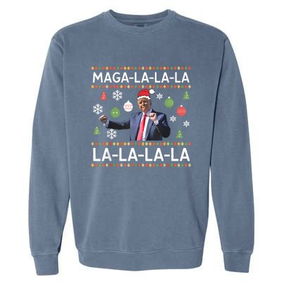 Funny Donald Trump Ugly Christmas Sweater. Maga La La La Garment-Dyed Sweatshirt