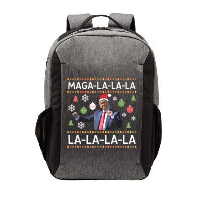 Funny Donald Trump Ugly Christmas Sweater. Maga La La La Vector Backpack