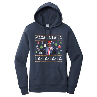 Funny Donald Trump Ugly Christmas Sweater. Maga La La La Women's Pullover Hoodie