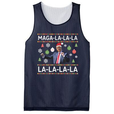 Funny Donald Trump Ugly Christmas Sweater. Maga La La La Mesh Reversible Basketball Jersey Tank